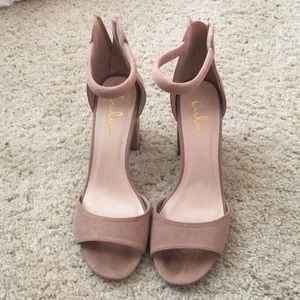 Taupe suede heels